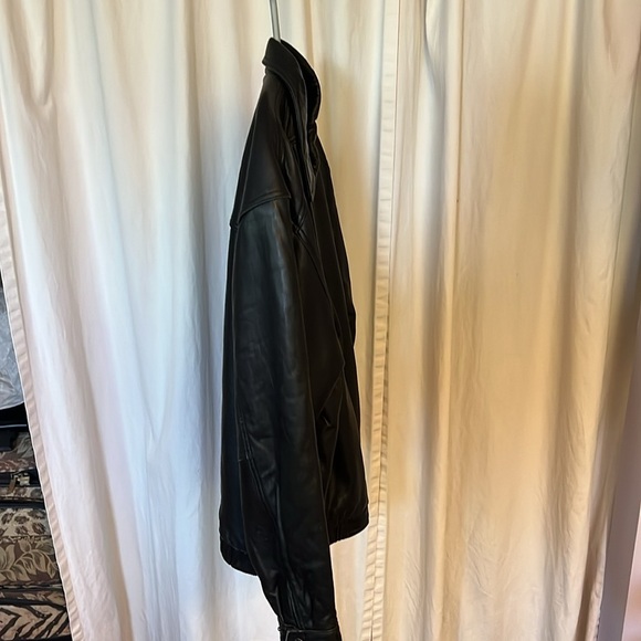 Pierre Cardin Black Leather Bomber Jacket XL - Picture 4 of 11